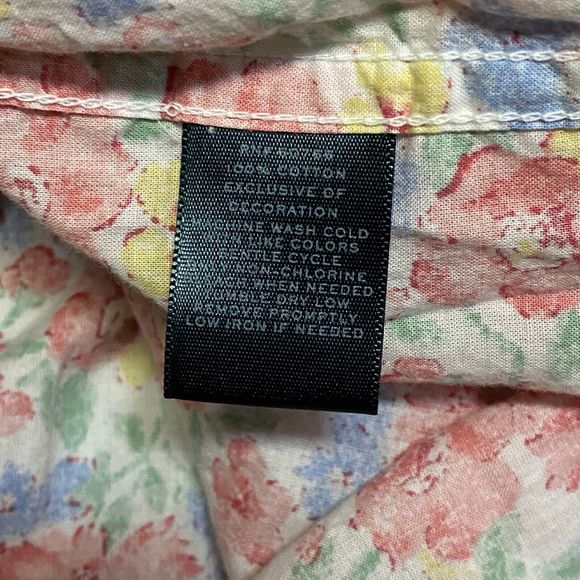 Lauren Ralph Lauren Shirt Womens M Button Down Floral EmbroideredLogo 3/4 Sleeve - Picture 9 of 10